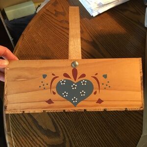 LTD Commodities wooden square basket with heart motif